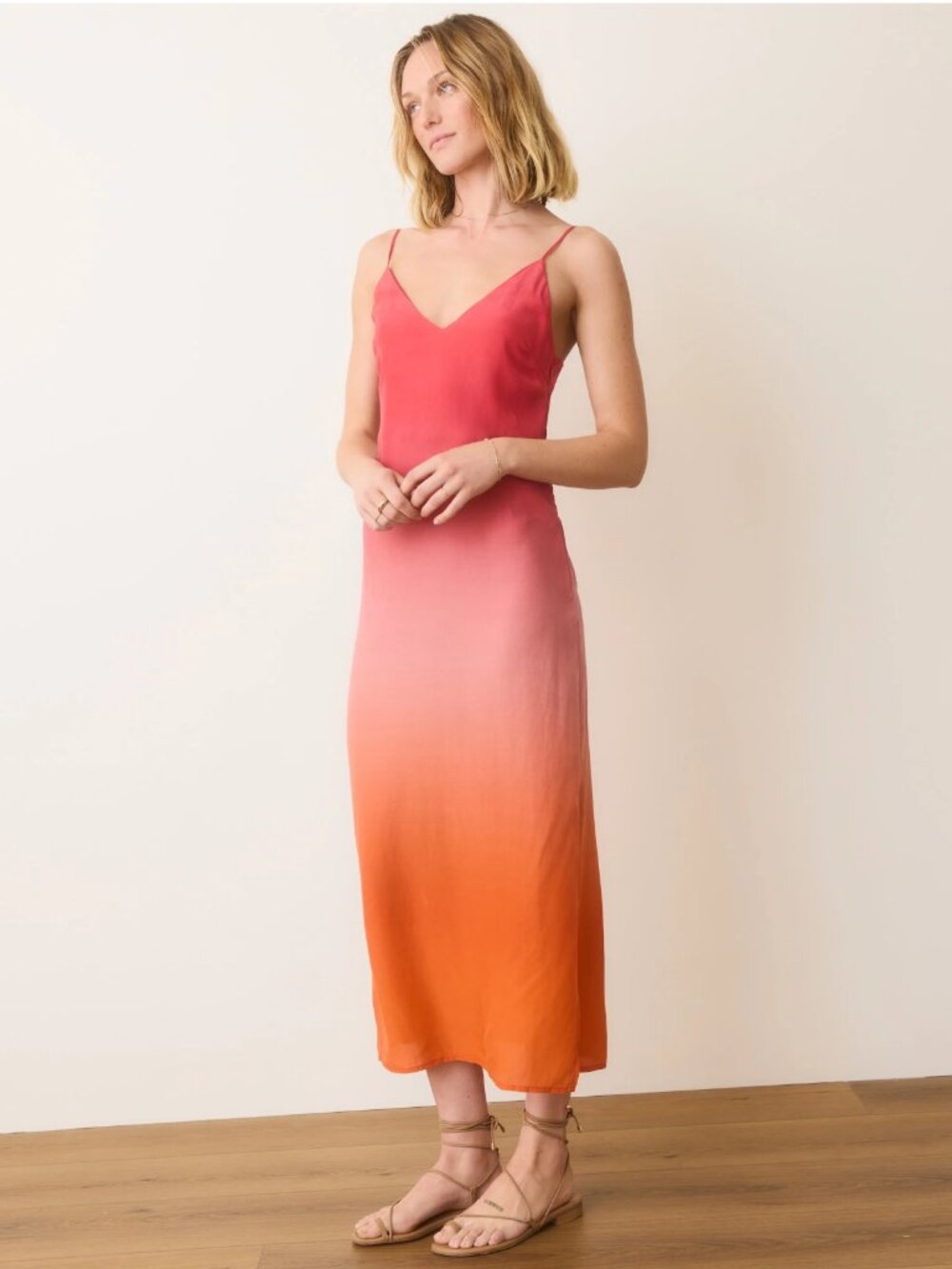 Marine Layer Gabrielle Slip Dress in Pink Orange Ombre Size Medium